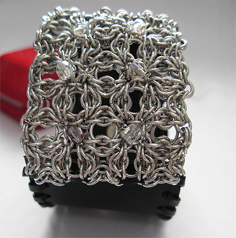 bling brling & leather chainmail bracelet